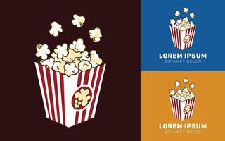 Minimalist Popcorn Bucket Logo with Clean Outline and Fun Style vector