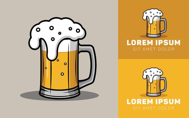 Cold Beer Icon Logo with Foam Top and Classic Mug