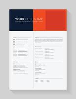 Clean and modern resume or cv template for job candidates. Minimalist simple cv template fully editable. Professional resume letterhead, cover letter business layout for job applications. A4 size vector