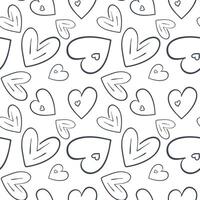 Seamless pattern with hand drawn hearts. Outline. Doodle background with cute hearts. Simple doodle shapes. vector
