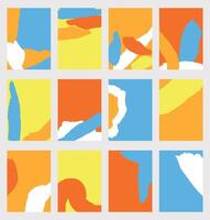 Set of abstract backgrounds with empty space for text. Trendy poster design with paint brush stroke texture. vector