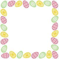 Happy Easter frame or border. Trendy Easter design with eggs in pastel colors. Modern minimal style. Square poster, greeting card, header for website vector