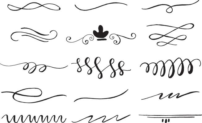 hand drawn calligraphy elements set,