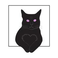 A black cat with pink eyes is sitting in a frame vector