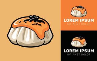 Minimalist Dimsum with Mentai Sauce Icon in Clean Style vector