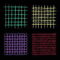 Set of colorful hand drawn scribbles and patterns, ink decorations, hatches, freehand drawings on the black background. graphic design elements. vector