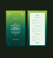 green and white classic restaurant menu with texture pattern elements vector