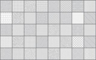 Collection of seamless geometric ornament patterns. Grey repeatable striped backgrounds. Simple monochrome symmetry textures, textile prints vector
