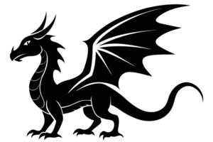 A black and white dragon silhouette on a white background vector