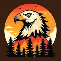 an eagle with a mountain in the background. vector