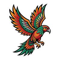 a colorful parrot bird with wings spread out vector