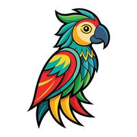 a colorful parrot with a long tail vector