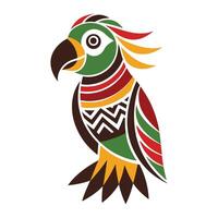 a colorful parrot with a tribal pattern on its head vector
