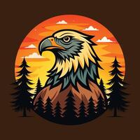 an eagle with a sunset in the background vector