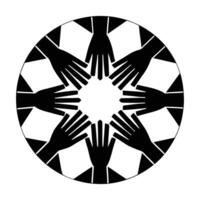 a black and white image of hands reaching out to each other vector