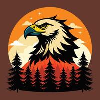 an eagle with a mountain in the background vector