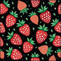 a seamless pattern with strawberries on a black background vector