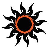 Modern Sun and Fire Two-Color Silhouette Design for Abstract Heat, Light, and Symbolic Themes vector