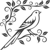 Black-and-White Bird Silhouette Simple Minimalist Design for Clean, Modern Art vector