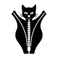 a black and white cat with a zipper on its face vector