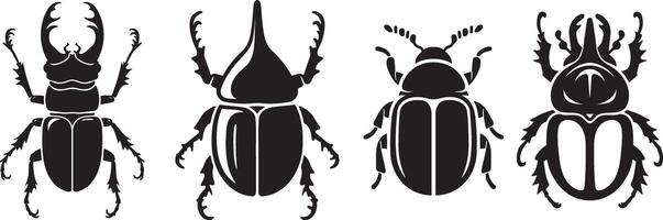 Beetle Sketch Illustration Set. vector