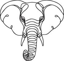 Elephant Front Head Line Art. vector