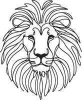 Lion Front Head Line Art. vector