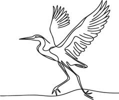 Heron Line Art. vector