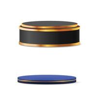 A new Podium abstract background. Geometric shape. Black and gold colors scene. Minimal 3d rendering. Scene with geometrical background. 3d render podium, good for product display vector