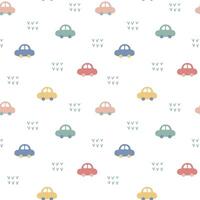 seamless minimal car toy repeat pattern in white background vector