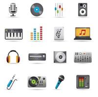 A new Dj icons set with microphone vinyl disk mixer loudspeaker isolated vector