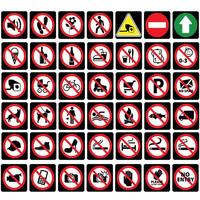 A new A Set Of Forbidden Required Symbol Sign, stration, Isolated On White Background Label vector