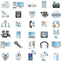 Thje Internet computer icon set. Containing online, computer, network, website, server, web design, hardware, software and programming. vector