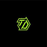 logo design concept cool and dynamic monogram TD esport gaming initial letter vector