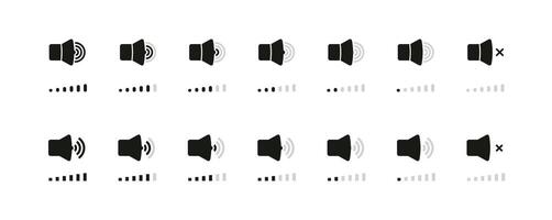 Simple Sound Volume Icons Set. Audio Control and Adjustment Symbols vector