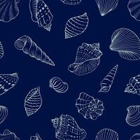Seamless pattern with seashells. Marine inspired design. Hand drawn illustration. vector