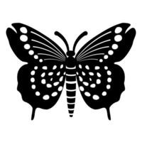 Black and white butterfly illustration with intricate wing patterns, capturing elegance and simplicity. Perfect for tattoo designs, logos, or nature-themed projects, emphasizing contrast and detail vector