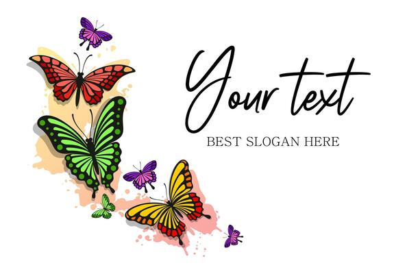 Butterfly decor with texture. Banner Background with Text, Elegant Nature