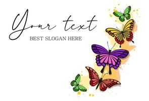 Butterfly Banner Background with Text. Elegant Nature Template vector