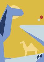Camel and desert abstract colours shape Middle Eastern pattern vector