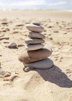 concept of balance and harmony. rocks on the coast of the baltic Sea in the nature. zen and peace photo