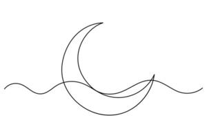 Chic and minimal one line drawing of the moon and star for designs vector