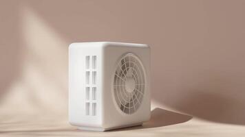 3D animation of air source heat pump on neutral beige background. Effective heating and cooling solutions concept. video