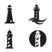 set Lighthouse icon. Simple lighthouse building design vector