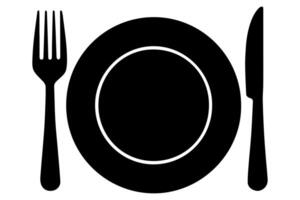 Minimal line icon of knife fork and plate vector