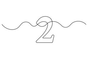 One line number 2 icon outline illustration vector