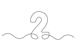 Minimalist number 2 symbol single line art vector