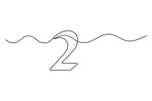 Continuous line drawing of number 2 icon outline vector
