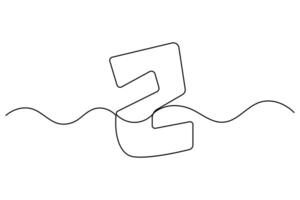 Artistic number 2 symbol in single line drawing vector