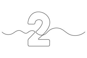 Number 2 icon continuous line minimalist style vector